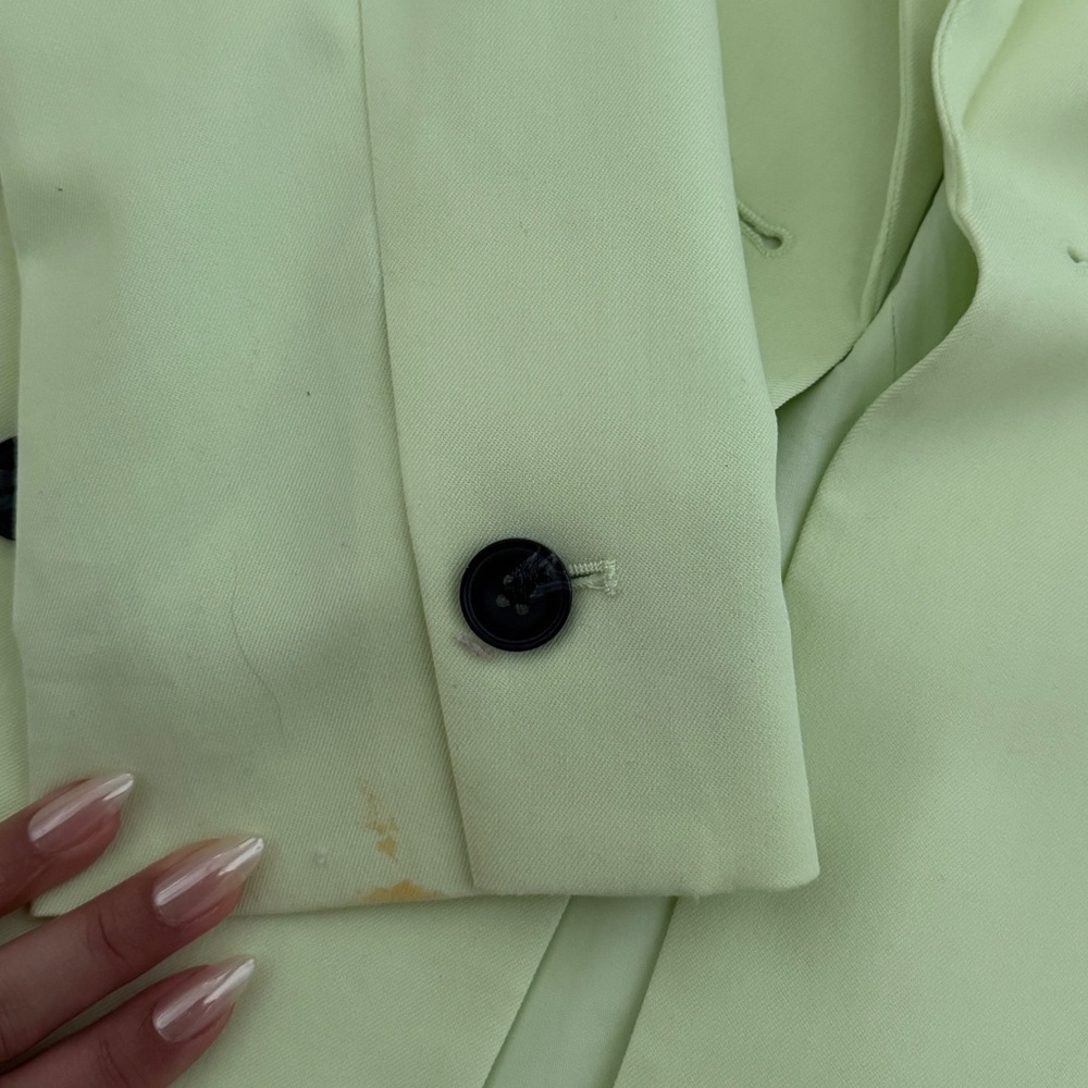 H&M Oversized Green Double Breasted Blazer Jacket Pockets Button Long Sleeve 2XS - Picture 7 of 7
